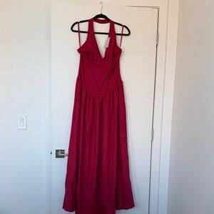 Elegant Halter Neck Red Dress